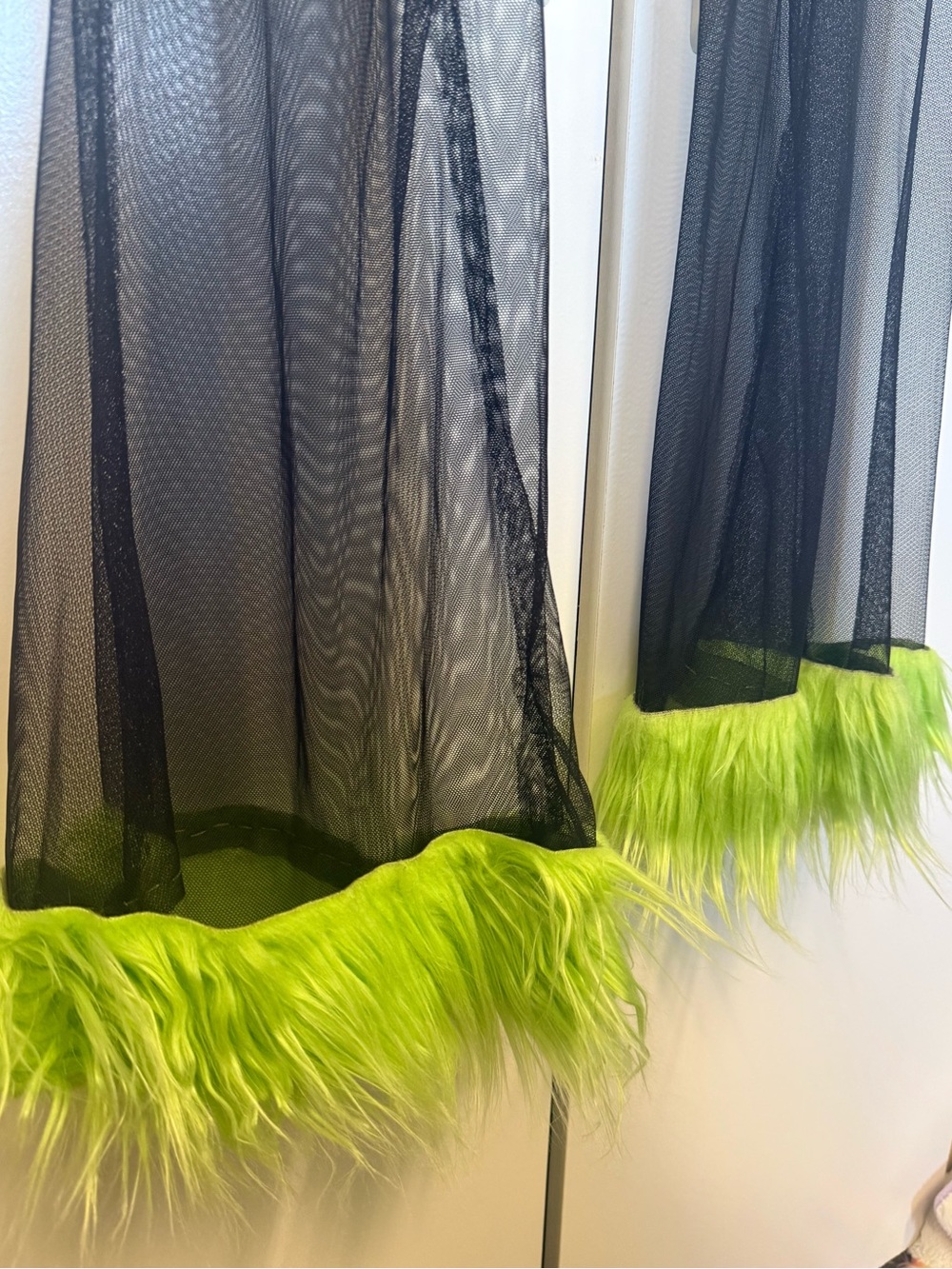 Sexy Grinch costume pants. Handmade. Faux fur trim. Couples costume.
